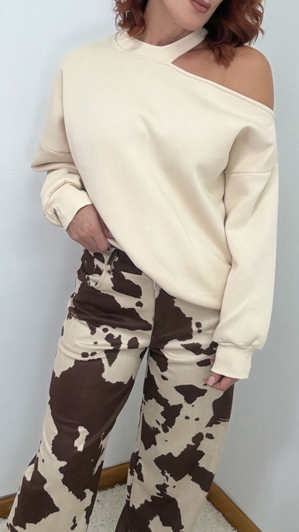 Jersey Lumina beige con apertura en hombro izquierdo