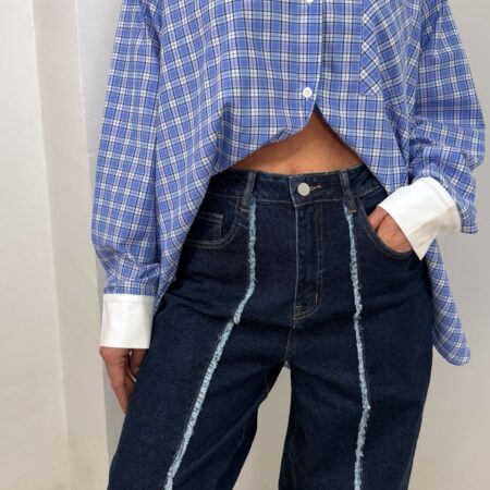 Pantalón vaquero Lumina ancho azul marino