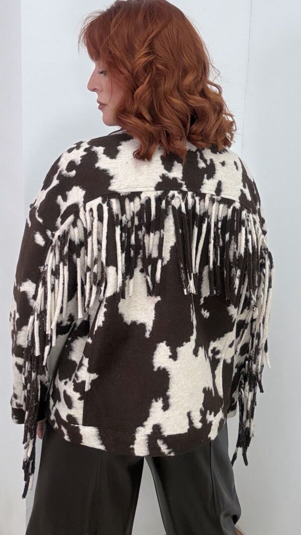 Chaqueta Lumina de vaca y cuello poli piel con flecos - Imagen 2