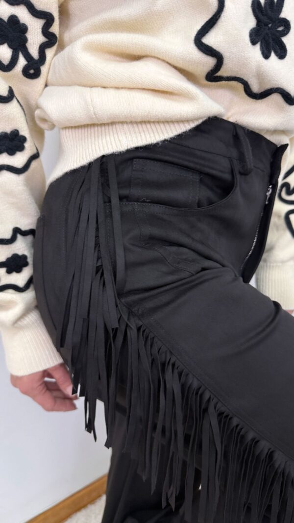 Pantalón Lumina negro de flecos en los laterales - Imagen 2